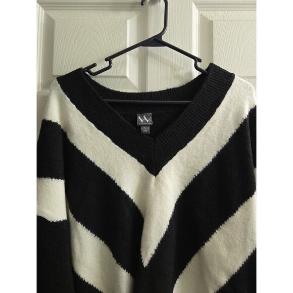 Worthington Womens Long Sleeve Black & White Chevron Soft Sweater Large Nwt - Picture 4 of 10
